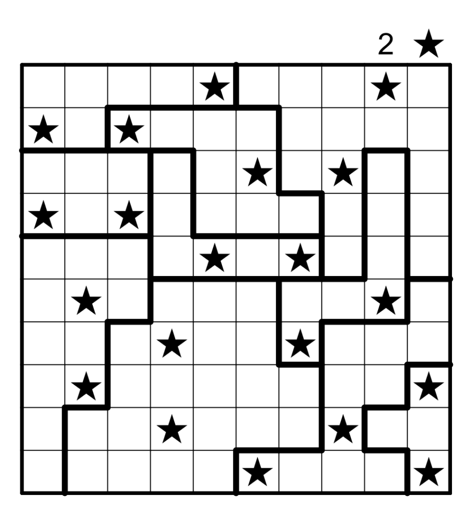 Star Battle example grid solution